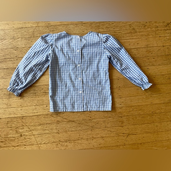Blue Gingham puff Sleeve Blouse with Bow - Picture 7 of 11